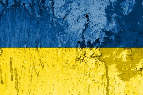 Ukrajina Vlajka Barvy Stříkance Malované Stěny Ukrajinská Koncepce Krize — Stock fotografie