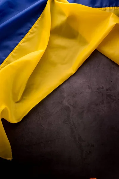 Narodowa Flaga Ukrainy Grunge Szarej Przestrzeni Kopii Tkanina Machała Błękitną — Zdjęcie stockowe