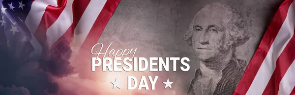 Happy Presidents Day Concept National Flag Portrait Ofgeorge Washington Face — Stock Photo, Image