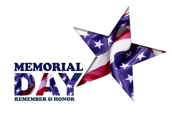 Szablon Baner Memorial Day Oficjalną Flagą Stanów Zjednoczonych Ameryki Białym — Zdjęcie stockowe