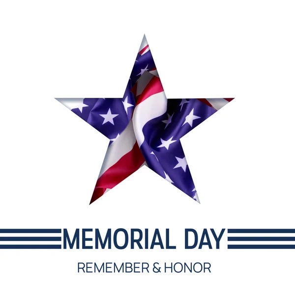 Memorial Day Banner Template with the official flag of the United States of America against a white background. Honor to all who served.