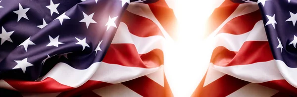 Bandera Con Bandera Nacional Los Estados Unidos Espacio Copia Blanca —  Fotos de Stock