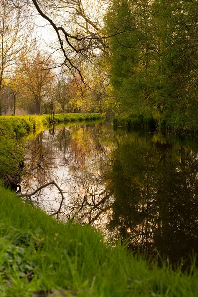 시간에 공원에는 호수와 나무들이 아름다운 폴란드의 브로츨라프 고품질 — 스톡 사진