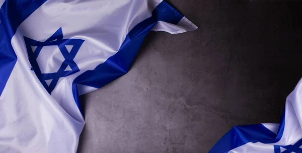 Dzień Pamięci Holokauście Jestem Yom Hashoah Oficjalna Flaga Izraela Ciemnoszarym — Zdjęcie stockowe