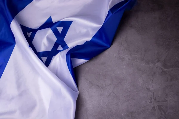 Banner Official Flag Israel Dark Grey Background Empty Space Text — Stock Photo, Image