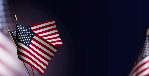 Bandera Americana Sobre Fondo Azul Navi Con Espacio Vacío Para —  Fotos de Stock