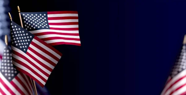 Bandera Americana Sobre Fondo Azul Navi Con Espacio Vacío Para —  Fotos de Stock