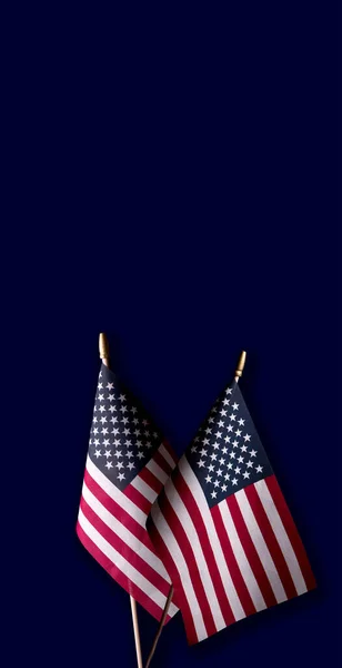 Bandeira Americana Fundo Azul Marinho Com Espaço Vazio Para Texto — Fotografia de Stock