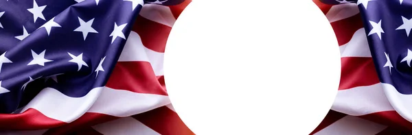 Bandera Con Bandera Nacional Los Estados Unidos Espacio Copia Blanca —  Fotos de Stock