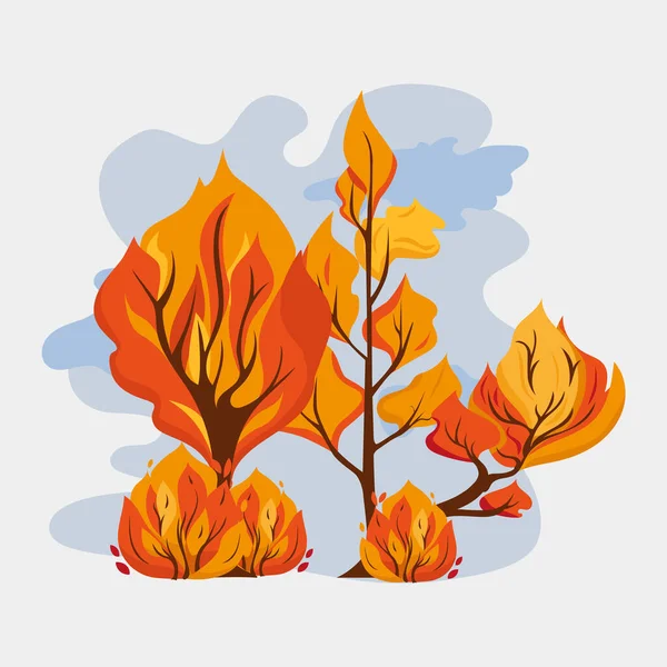 Set Pohon Autumnal Terhadap Latar Belakang Putih Baik Untuk Bahan - Stok Vektor