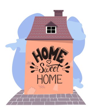 Home Sweet Home Vector karalama evlerinin resimlerini çiziyor. Motivasyon için iyi bir iç mekan afişi