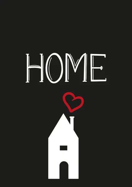 Minimalist Style Romantic Poster Home Letter One Cute House Good — Stock Vector