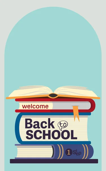Zpátky Konceptu Prodeje Škole Vítejte Školní Sociální Média Plakát Šablony — Stockový vektor