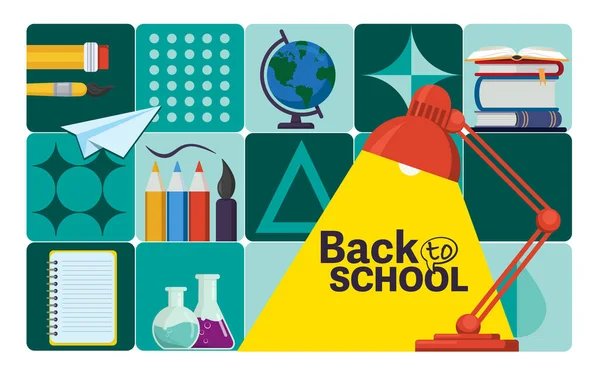 Back School Sale Concept Welcome School Poster Template Brigt Red — Stock Vector
