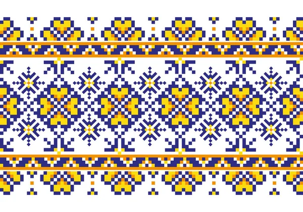 Украинский Традиционный Племенной Орнамент Имитации Вышивки Бесшовная Граница Украины — стоковый вектор