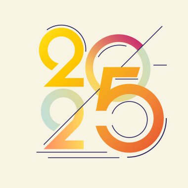 2025 Yeni Yıl Posterleri, Tebrik Kartları ya da pankartlar için Yaratıcı Tasarım. Logo Metni 2025 tasarımı Mutlu yıllar kutlaması konsepti.