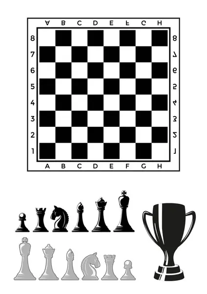 stock vector Chess Board and Chess Pieces on a white background