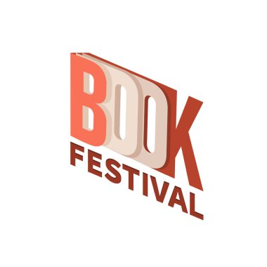 Uluslararası Edebiyat Günü, Kitap Festivali minimalist konsepti. Kitap festivali logosu kitap kapağı olarak. Kitapların yığını basit vektör illüstrasyonu.