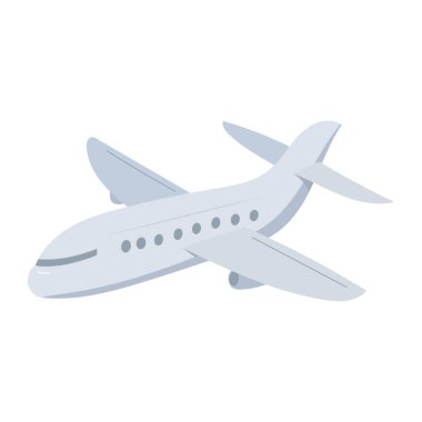 Çizgi film Style Airplane Illustration. Gökyüzünde uçan karikatür tarzı ticari bir uçağın vektör çizimi. Seyahat, havacılık, turizm ve ulaşım kavramları için ideal.