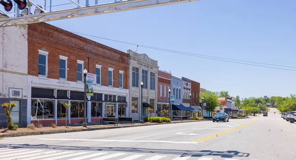 Montezuma, Georgia, USA - April 19, 2022: The old business district on Dooly Street