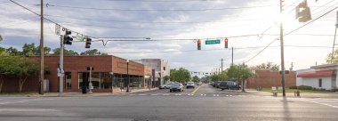 Folkston, Georgia, USA - April 16, 2022: The old business district on Main Street