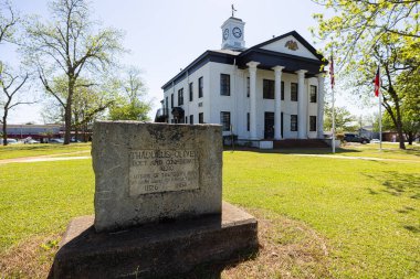 Buena Vista, Georgia, USA - April 19, 2022: The Marion County Courthouse and its Thaddeus Oliver  Memorial