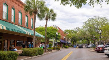 Fernandina, Florida, USA - April 16, 2022: The old business district on Centre Street