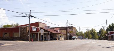 Hackett, Arkansas, USA - October 15, 2022: The old business district on Main Street