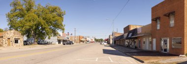 Marietta, Oklahoma, USA - October 19, 2022: The old business district on Main Street