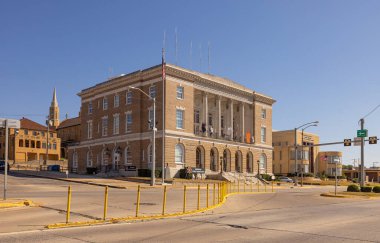 McAlester, Oklahoma, USA - October 15, 2022: The Carl Albert Building housing the McAlester Police Department