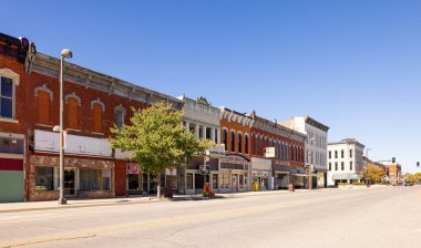 Wellington, Kansas, USA - October 17, 2022: The old business district on Washington Avenue
