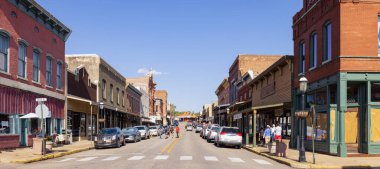 Van Buren, Arkansas, USA - October 15, 2022: The old business district on Main Street