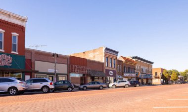 Kingman, Kansas, USA - October 17 2022: The old business district on Main Street