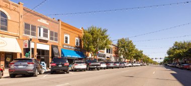 Norman, Oklahoma, USA - October 19, 2022: The old business district on Main Street