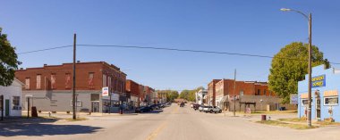 Nowata, Oklahoma, USA - October 18, 2022: The old business district on Cherokee Avenue