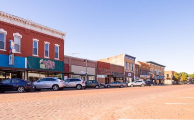 Kingman, Kansas, USA - October 17 2022: The old business district on Main Street