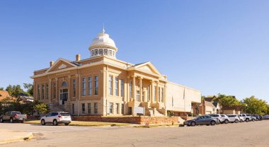 Guthrie, Oklahoma, USA - October 17, 2022: The historic Carnegie Library and the Oklahoma Territorial Museum
