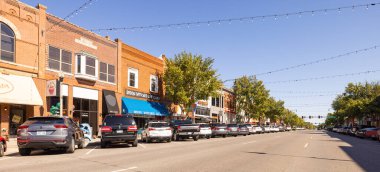 Norman, Oklahoma, USA - October 19, 2022: The old business district on Main Street