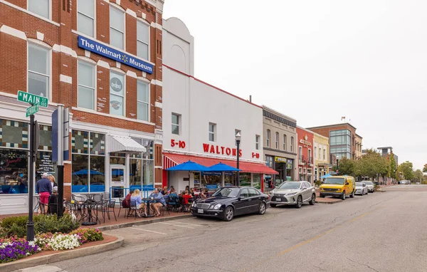 Bentonville, Arkansas, USA - October 16, 2022: The old business district on Main Street