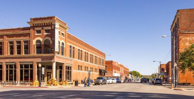 Pawhuska, Oklahoma, USA - October 18, 2022: The old business district on Main Street