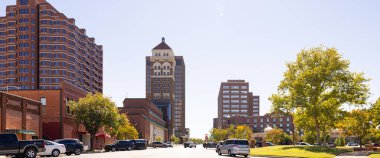 Bartlesville, Oklahoma, USA - October 18, 2022: The downtown buildings as seen on Keeler Avenue