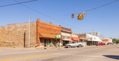 Marietta, Oklahoma, USA - October 19, 2022: The old business district on Main Street