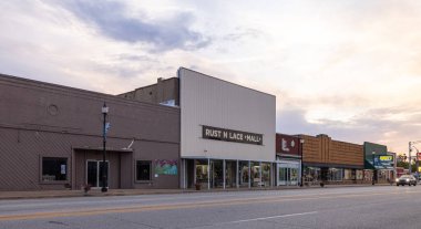 Pryor, Oklahoma, USA - October 16, 2022: The old business district on Graham Avenue