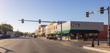 Enid, Oklahoma, USA - October 17, 2022: The old business district on Randolph Avenue