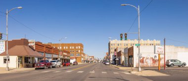 Blackwell, Oklahoma, USA - October 17, 2022: The old business district on Main Street