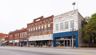 Bristow, Oklahoma, USA - October 16, 2022: The old business district on Main Street