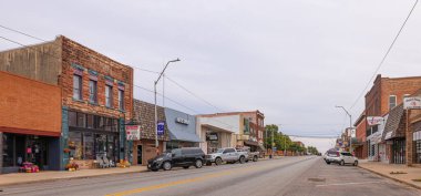 Chandler, Oklahoma, USA - October 16, 2022: The old business district on Manvel Avenue