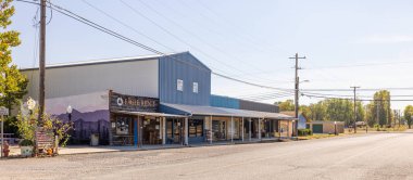 Red Oak, Oklahoma, USA - October 15, 2022: The old business district on Main Street