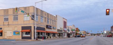 Pryor, Oklahoma, USA - October 16, 2022: The old business district on Graham Avenue