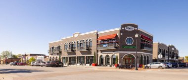 Owasso, Oklahoma, USA - October 18, 2022: The business district on Main Street